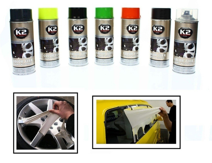 K2 Color Flex Spray Sprühfolie Flüssiggummi Felgenfolie 400ml Gummi