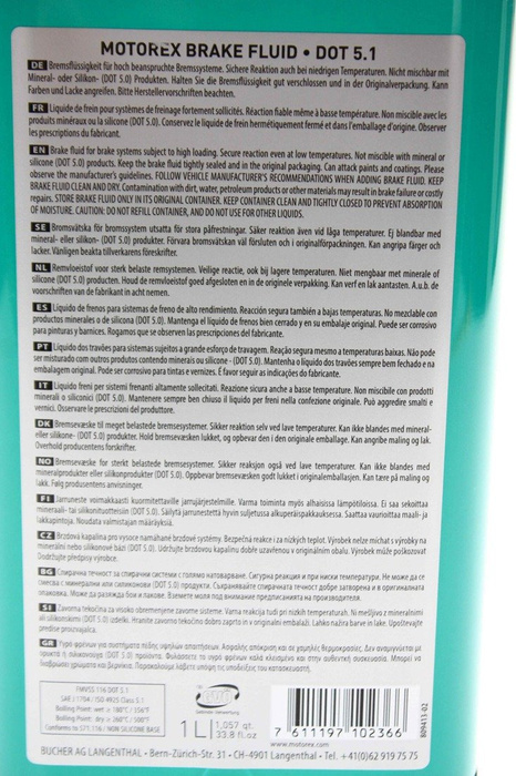 Motorex BREMSFLÜSSIGKEIT DOT 5.1 1L >180 °C