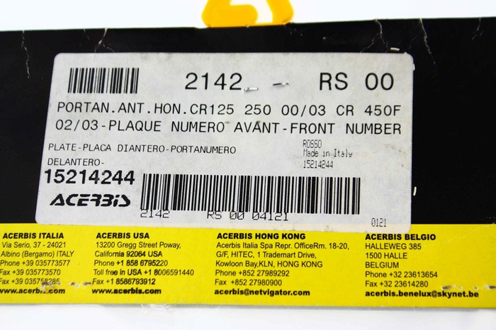 NEW front number plate Acerbis year prod.2002 Honda CR 1998-2002 Vintage