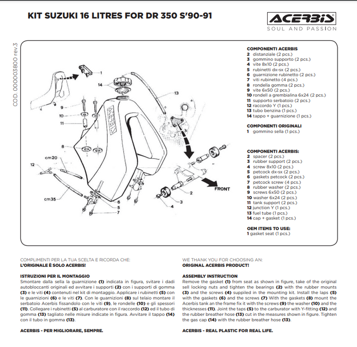 Acerbis Tank 16L SUZUKI DR 350 90/99