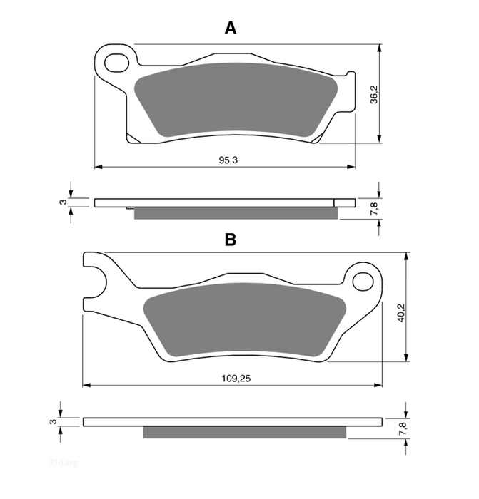 KH617 Bremsbeläge GOLDfren 310 m.in CAN AM Ersatz: OEM 705601014, EBC FA617