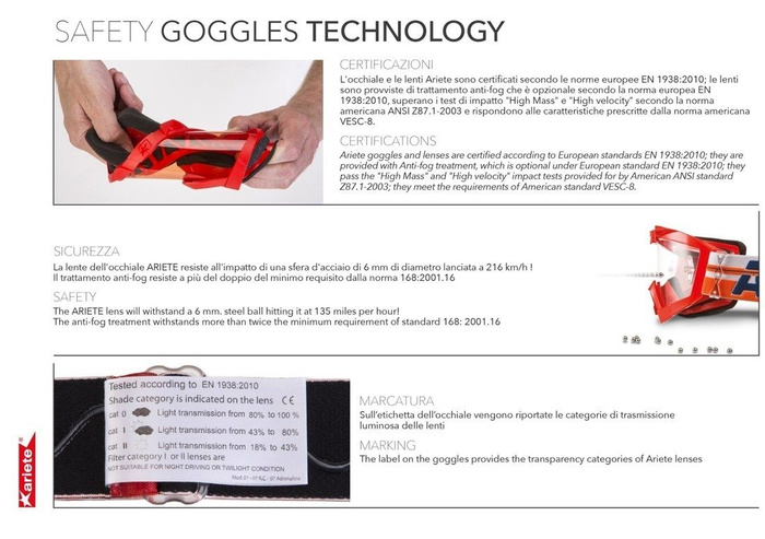 Hochwertige Skibrille Ariete Mantis voll verspiegelt Antifog 100% Made in Italy
